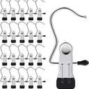 20 Pack Laundry Hook Boot Clips Hanger Clips Hold Hanging Clothes Pins Hooks Portable Stainless Steel Home Travel Hangers Clips Closet Hangers