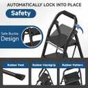 4 Step Ladder, Foldable Step Stool with Wide Anti-Slip Pedal & Thick Rubber Feet, Cushioned Handle, Safe-Lock Design, Folding Portable Ladder for Multi-Purpose, 800lb, Black