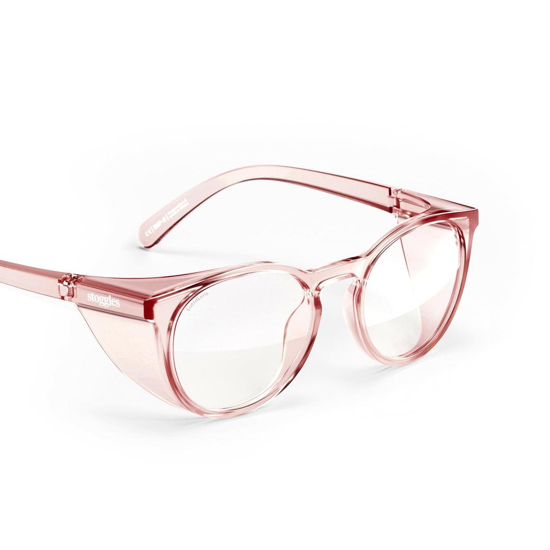 Stoggles Round Z87.1 Certified Polycarbonate Safety Glasses, Scratch & Shatter-Proof, Blue-Light & UV Blocking Lens, Top & Side Shields, Anti-Fog Dip Coated, Durable, Protective & Stylish Eyewear (Medium, Sangria)