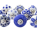 Royal Kraft Vintage Blue Hand Painted Ceramic Pull Knobs for Kitchen Cabinet, Door & Drawer, Wardrobe, Cupboard (Set of 10) Sknob002