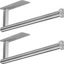 ASTOFLI Paper Towel Holder Under Cabinet No Drilling, Self Adhesive Paper Towel Holder Wall Mount for Kitchen Rack, Under Counter Napin Holder No Drill, RV, 304 Stainless Steel, Silver 2 Pack
