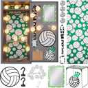 Crtiin 19 Pcs Locker Accessories, Volleyball Locker Organizer Decoration with Shelf, Wallpaper, Mirror, Whiteboard, Pen Holder, Dry Erase Markers, Magnets, String Light, Hook, Lanyard Card Holder