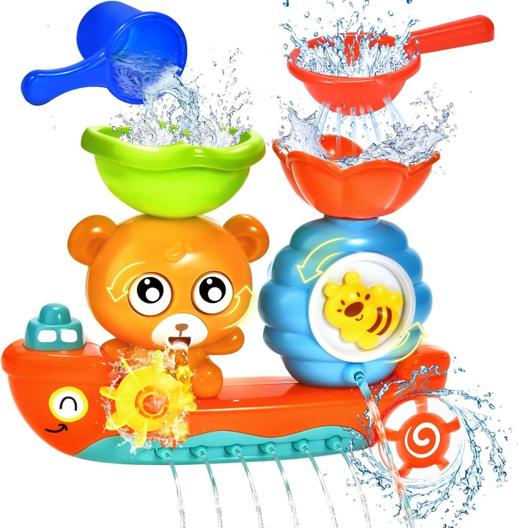 Baby Bath Toys for Kids Ages 1-3 Toddler Bath Toy Bear Bathtub Toys for Babies 12 Months Boys Girls Infant Water Tub Toys 1 2 3 Year Olds Preschool Learning Gift