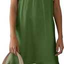 Summer Aesthetic Satin Beach Dress Women's Casual Sleeveless Maxi V Neck Color Block Dresses (Green-Large)