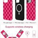 Jusy Compatible with MagSafe Checkerboard Phone Case for iPhone 13 Pro, Cute Aesthetic Checkered Magnetic Soft TPU & Hard PC Protective Phone Cover for Women GirlsMatte - Hot Pink