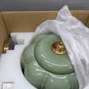15in Green Glass Light Fixture Semi Flush Mounted, Bulb Included