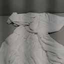 Florboom Women's Multi-Layered Hem Dress Square Neck Lantern Long Sleeve A-Line Smocked Waist Mini Dresses (White, S)