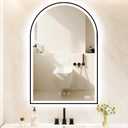 Arched LED Bathroom Mirror 24"x36", Black Bathroom Mirror with Lights-Anti-Fog, Dimmable-LED Mirror for Bathroom,3 Colors