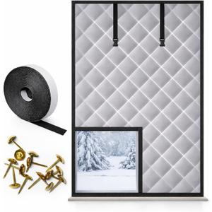 Thermal Window Cover for Winter, 47" x 63" Insulated Window Curtain with Velcro, Cold Weather Window Insulation Kit, Draft Stopper Blackout Curtain for Home, Keeps Heat in & Blocks Cold Air