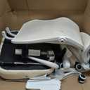 Ergonomic Office Chair with Footrest,Ultra Thick Reclining Desk Chair with Adjustable 2D Lumbar Support and Headrest,Spring Cushion,High Back Premium Mesh Computer Chair,Cream