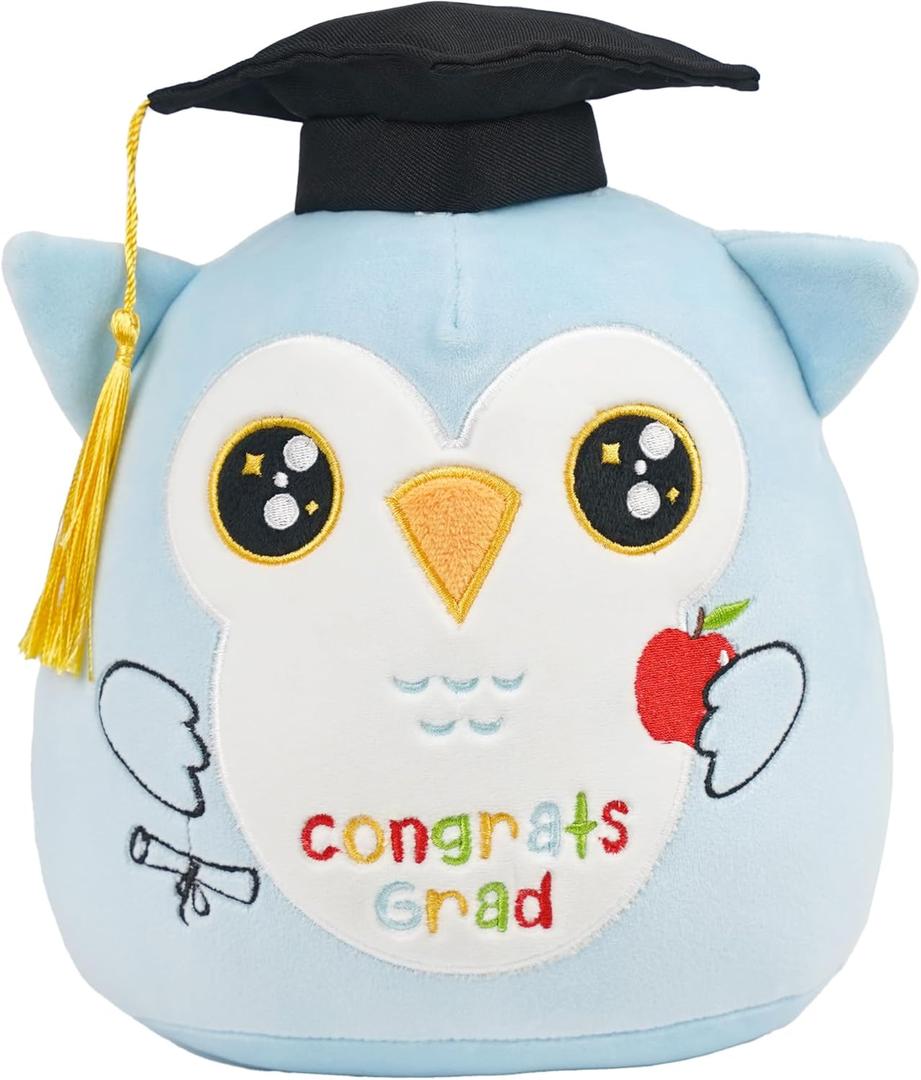 Preschool Graduation Owl Plush Toy: 8-Inch Blue Owl Kindergarten Graduation Stuffed Animal, Cute Class of 2026 Plushies, Graduation Gifts for Kids Boys Girls, Premary School Grad Party Decoration