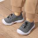 FEETCITY Toddler Slip On Shoes Boys Girls Wide Toddler Tennis Shoes Sports Walking Sneakers (All Grey)