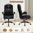 Ergonomic Office Chair, PU Leather High Back Executive Chair with Adjustable Inflatable Lumbar Support and Padded Flip-Up Arms, Recline Swivel Task Computer Chair for Home Office, Black