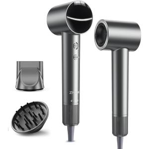 High-Speed Ionic Hair Dryer, 160,000 RPM Brushless Motor Blow Dryer for Fast Drying, 500M Negative Ions for Frizz-Free Shine, Low Noise Heat Protection, Magnetic Diffuser & Nozzle for All Hair Types