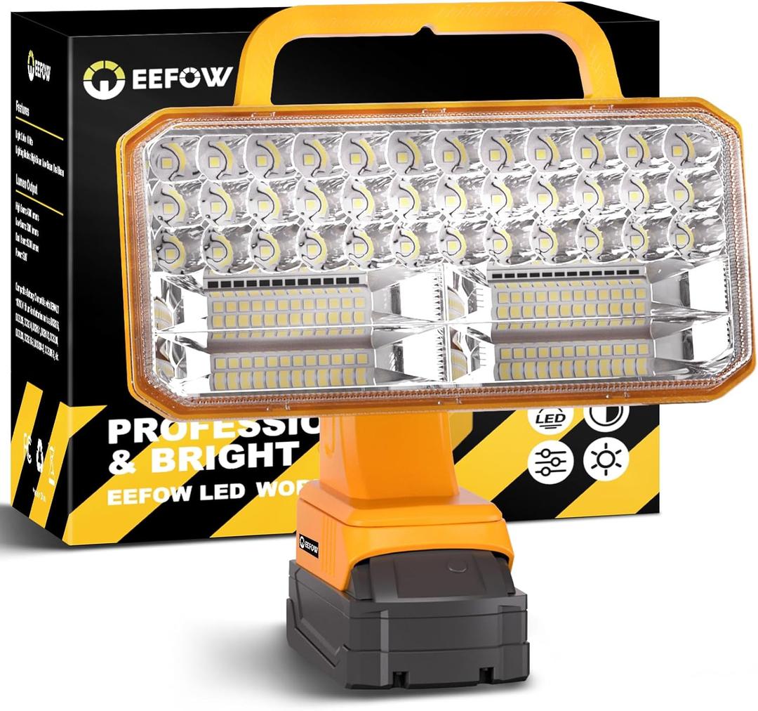 20V Max LED Work Light for Dewalt: Portable 92W 9200LM 8" Battery Worklight,3 Modes LED Flashlights Flood Light with USB & Type-C & Low Voltage Protection for Outdoor Construction (No Battery)