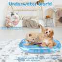 Cat Water Mat,Pet Water Bed,Cat Water Mat with Fish,Water Mat with Fish with Air Pump,Thickened Interactive Water Sensor Play Mat,Anti-Scratch Design Pet Water Mat(Blue Oval)