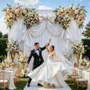 White Backdrop Curtain - 10FTx10FT White Drapes for Backdrop Parties Soft Polyester Photo Back Drop Wedding Decorations Photoground Back Drop Stain-Resistant for Back Drop Stand, 2Panels