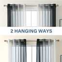 Ombre Sheer Curtains for Living Room Bedroom, Grommet Top Gradient Semi Sheer Light Filtering Home Decor Window Drapes, Set of 2 Panels, Black, 52x84 Inch