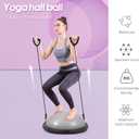 Half Balance Ball Trainer, 26 inch Stability Ball with Resistance Bands, Exercise Ball with Foot Pump, Gray