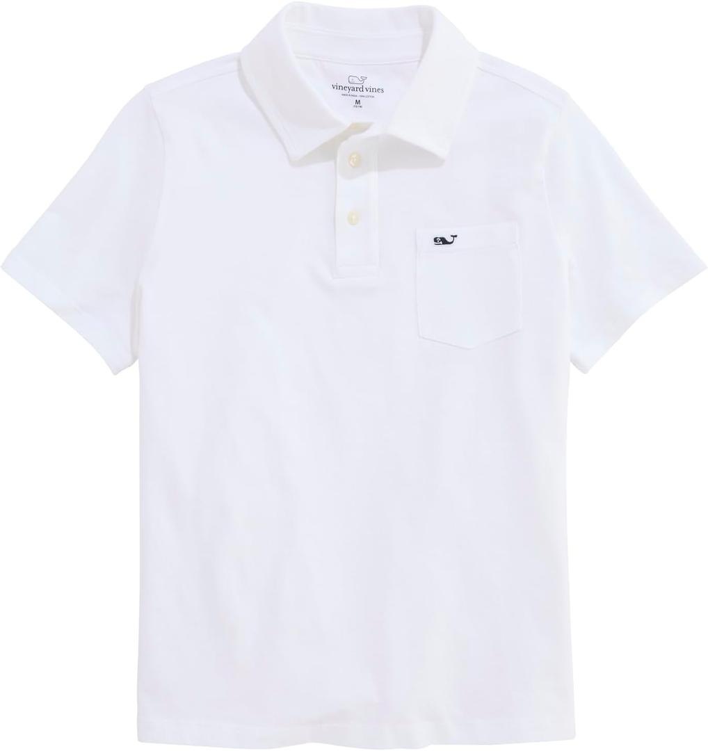 Vineyard Vines Boys' Boys Short-Sleeve Surf Polo (7 Years, White Cap)