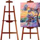 Adjustable Wooden Painting Easel, Pine Art Easel Stand Hold up to 43'', Painting Canvas for Wedding Sign and Poster, Drawing for Adults, Beginners and Students, Walnut