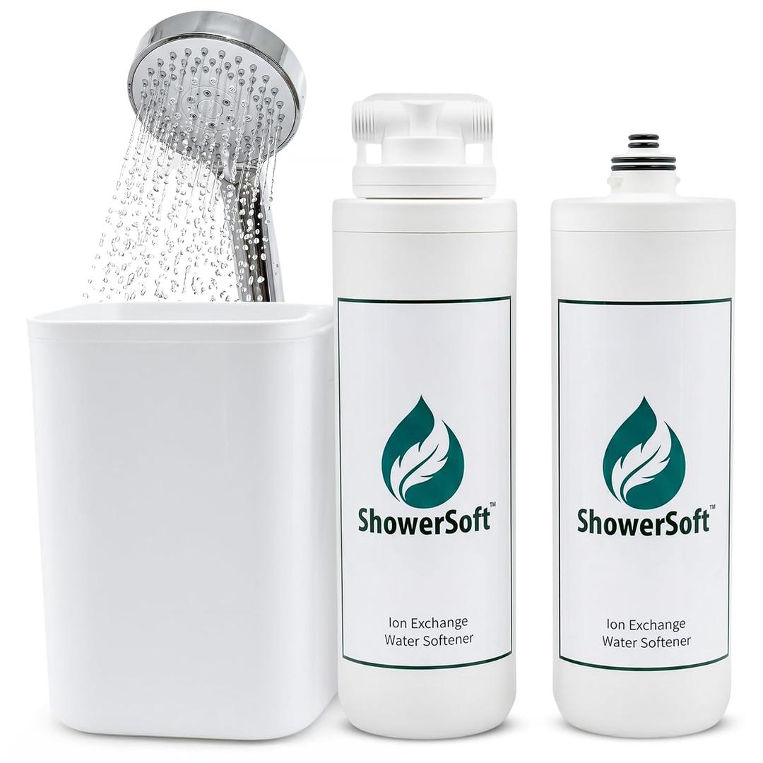 Shower Water Softener for Hard Water | Ion Exchange Hard Water Filter Upgrade | Apartment Portable Softener | Soft Water for Hair & Skin | No Plumber
