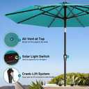 AreShark 9FT Patio Umbrella with Solar Lights, 32 Lighted Pool Umbrella w/Tilt and Crank, Outdoor Market Solar Umbrellas for Garden, Deck, Backyard, Pool and Beach, Lake Blue