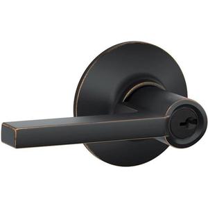 Schlage F51A LAT 716 Latitude Door Lever, Keyed Entry Lock, Aged Bronze