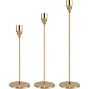 Candlestick Holders Taper Candle Holders, Candle Stick Holders Kit Decorative Candlestick Holder Set of 3 for Wedding Party Dinning Table Centerpiece Home Decoration (Gold)