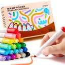 Jar Melo Washable Markers for Kids Toddlers, Coloring Supplies, 36 Colors | Ultra Washable, Non-Toxic, Water Based, Vibrant Color, Thick Barrel, Preschool Gift