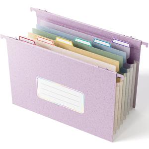 EcoStash Wheat Straw Expanding Hanging File Folders,1.2" Accordion Pockets,File Organizer,Large Capacity,Letter Size for Filing Cabinet, 100% BPA Free, Return to Nature, Healthy Living-Lavender purple