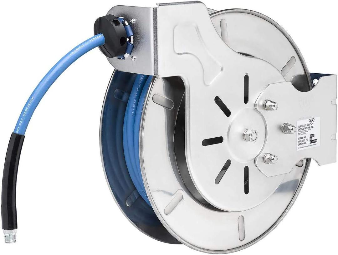Hose Reel, Open, Stainless Steel, 1/2" X 35' Hose