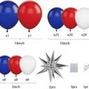 Red White Blue Balloon Arch Kit, Latex Birthday Balloons 5 10 18 inch Blue Red White Party Balloon Garland Kit with 2 Silver Explosion Star for Baby Shower Decorations Wedding Graduation Party