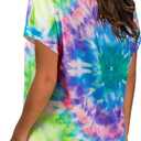 GOOTUCH Womens Summer Tops Tie Dye Short Sleeve Shirt V Neck T Shirts Casual Loose fit Blouses (S)