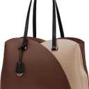 LOVEVOOK 17 Inch Laptop Tote Bag for Women, Work Bags Laptop Bag Teacher Tote Bag, Leather Computer Bag Large Purses Handbag Professional Briefcase, Coffee-Light Brown-Black