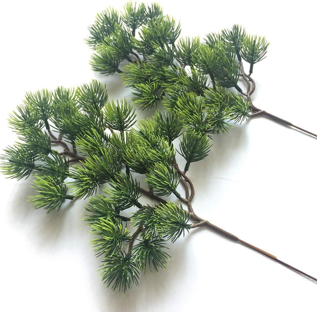 2pcs Artificial Pine Branches Plastic Pine Branch Accessories for Christmas DIY Craft Office Home Events Decor