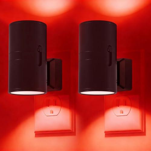 Finezeal 670nm Red Light Night Light for Sleep - Zero Blue Light, Adjustable Brightness & Energy Efficient Night Light Plug into Wall with Dusk-to-Dawn Sensor for Nursery, Bedroom, Bathroom [2 Pack]