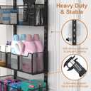 VyGrow Over The Door Organizer, Metal Door Organizer Hanging with 5 Adjustable Baskets and Coat Hook, Behind The Door Storage for Bedroom Closet Bathroom Pantry Cabinet Kitchen, Black