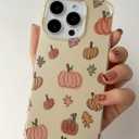 Watercolor Pumpkin Fall Leaves Case Compatible with iPhone 15 Pro, Cute Halloween Vibe Case for iPhone 15 Pro, Trendy Unique Design TPU Bumper Cover Case