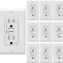 [10 Pack] WEBANG Self-Test GFCI Outlets, Tamper-Resistant and Weather-Resistant, GFCI Receptacle with LED Indicator, Decorative Wall Plates and Screws Included, 15 Amp/125 Volt, UL Listed, White