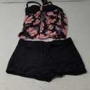 ZAFUL Womens Tankini Set Two Piece Bathing Suit Swim Tank Top with High Waist Boyshorts Modest Tummy Control Swimwear, Extra Large, Pink Flower