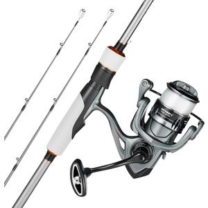 VEVOR Rod and Fishing Reel Combo, IM6/7 Carbon Fiber Spinning/Baitcasting Rod and Reel Combo, Bass Fishing Pole, Stainless Steel Guides with Ceramic Rings