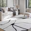 6x9 Washable Modern Abstract Black White Area Rug