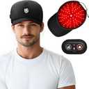 Cordless Red Light Hat with 2000mAh Rechargeable Battery, Red Light Cap with 660nm & 850nm Near-Infrared Light, Portable Wireless Design