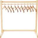 Doll Clothes Hanger Dolls Garment Rack with 10 Pcs Wooden Clothes Hanger Small Wooden Clothing Rack for Dollhouse