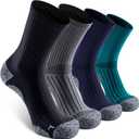Elite Cushioned Compression Mid-crew Socks 4-Pack for Youth Women Men (Medium, Black/Gray/Navy Blue/Greenlake)