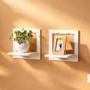 Small White Floating Shelves No Drill for Wall PVC Material 2 Pack (Square)