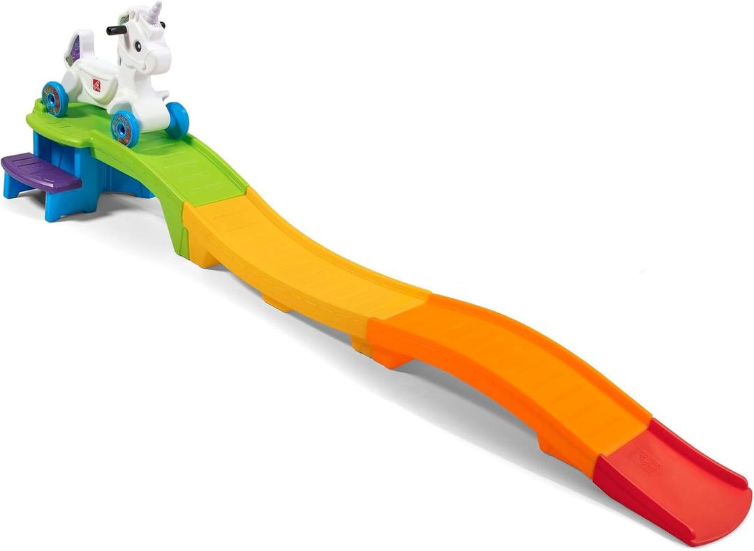 Step2 Unicorn Up & Down Roller Coaster Kids Ride On Toy, Push Car, Indoor/Outdoor Playset, Made of Durable Plastic, Max Weight 50 lbs., For Toddlers 2-5 Years Old, Multicolor, Large