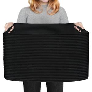 Extra Large Black Basket, 22" X 17" X 12" Rectangle Woven Bin for Storage, Soft Cotton Rope Kids Room Toy Box Bins, Big Wicker Basket Organizer for Blankets, Pillows, Laundry