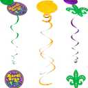 JOYIN 25 PCS Assorted Mardi Gras-Themed Set with 24 Hanging Swirls and 1 Strings with Garland Party Decorations Supplies